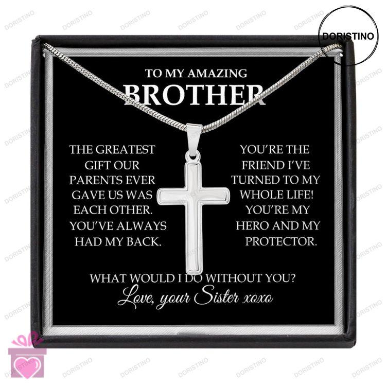 Brother Necklace Brother Gift From Sister Cross Necklace  Brother You Are My Hero Doristino Limited Edition Necklace